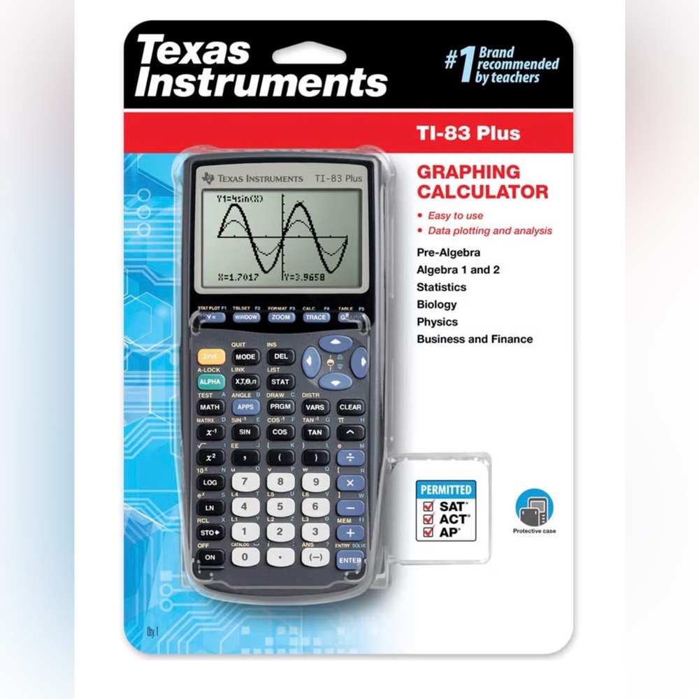 Texas Instruments TI-83 Plus Graphing Calculator | Black and Blue